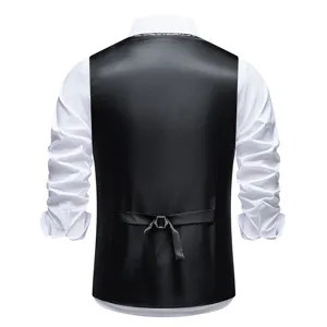 Men's classic black suit vest with adjustable back buckle and elegant retro inner collar.