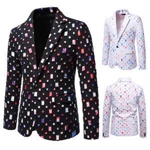 Giacca elegante da uomo con motivo colorato traforato unico ideale per spettacoli e feste.