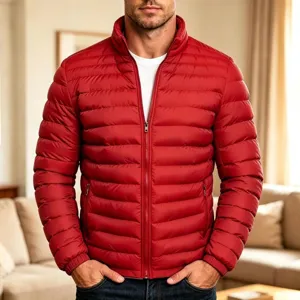 Herren Winter Steppjacke Stehkragen Einfarbig Gesteppter Wattierter Mantel Lässig Warm Outdoor Baumwolljacke Für Männer