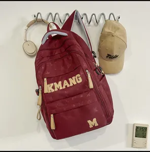 Large capacity casual student backpack vintage star pattern red travel school bag for daily use