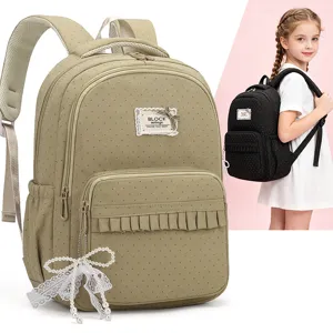 Kids school backpack cute polka dot lightweight double shoulder bag for primary students