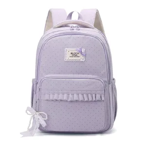 Large capacity school backpack for girls cute polka dot print lightweight casual book bag