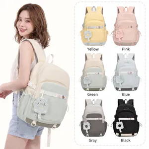 Sac a dos scolaire de grande capacite pour filles design minimaliste decontracte