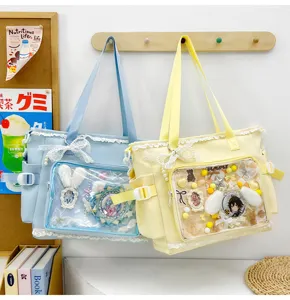 Cute Ita bag clear window canvas tote shoulder bag for women student ACG style daily commuter