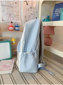 Lightweight cute Japanese style blue backpack for high school students daily commute casual chic.