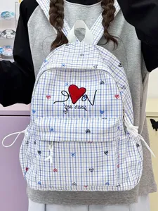 Japanese style ins plaid backpack for women school bag daily casual cute travel rucksack