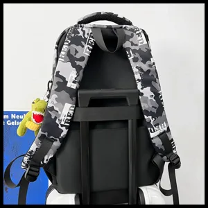 Men camouflage waterproof backpack large capacity travel school bag with luggage strap