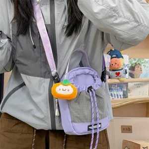 Colorblocked crossbody bag for women outdoor hiking casual shoulder phone bag with cute pendant