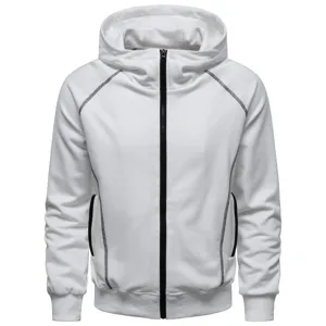 Men's Contrast Stitching Zip-Up Hooded Hoodie Jacket Cotton Blend Loose Casual Long Sleeve Sporty Sweatshirt Outdoor Outerwear