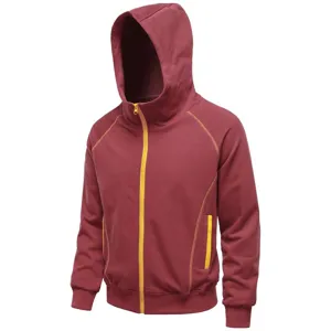 Casual contrast zipper hooded sweatshirt for men and women, stylish autumn sports outerwear.