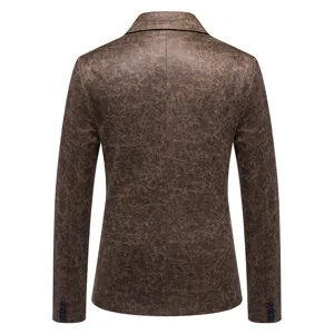 Giacca da abito elegante da uomo con motivo scuro lucido, blazer da palcoscenico per feste.