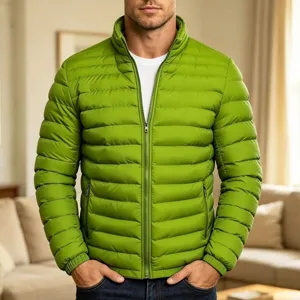 Herren Winter Steppjacke einfarbig Stehkragen Freizeit Reißverschluss Mantel warm