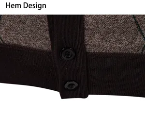 Men knit cardigan sweater hem detail casual long sleeve button up outerwear winter warm top