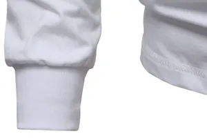 White men long sleeve T-shirt ribbed cuff and hem detail, premium stretch cotton fabric