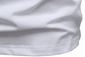Close-up detail of white men long sleeve t-shirt fabric and neat hem stitching texture.