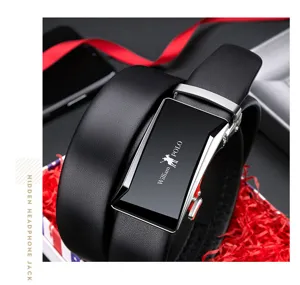 Cintura uomo vera pelle con fibbia automatica, stile elegante per affari e casual.