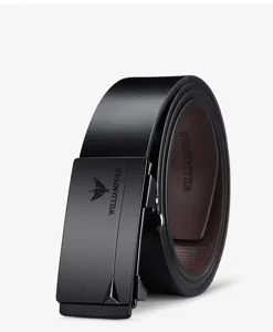 Premium men's leather belt with stylish metal automatic buckle, business casual style.