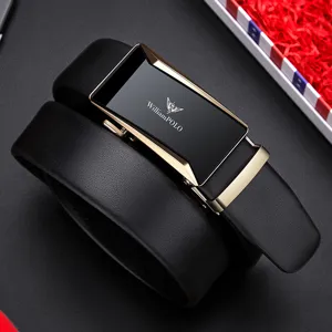 Cintura in pelle da uomo fibbia automatica affari casual cintura nera fibbia in metallo di lusso