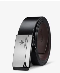 Detailed close-up of the metal automatic buckle and textured strap surface, high quality.