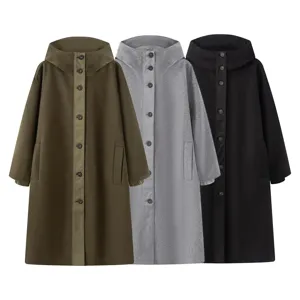 Women's Long Hooded Trench Coat Splicing Quilted Windbreaker Jacket Loose Single Breasted Outerwear Streetwear Casual Thick Overcoat