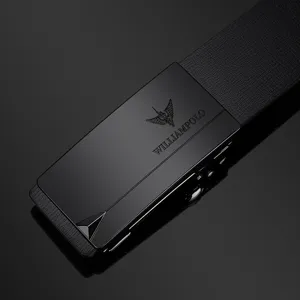 Premium black leather men belt with alloy automatic buckle stylish business accessory for men new