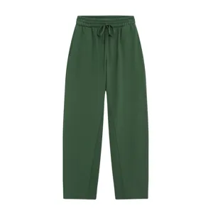 Classic dark green casual sweatpants with elastic drawstring waist for comfortable daily wear.