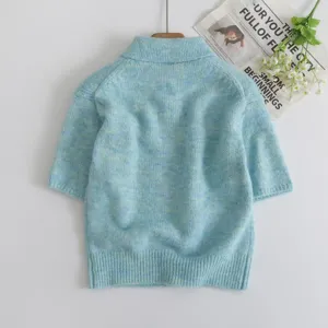 Gynaikeio Fashion Casual Knit Polo Shirt Kontomanyko Anapodo Kolaro Pullover Top