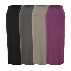 Bequemer Damen High Waist langer gerader Rock in einfarbig lässige Maxiröcke.