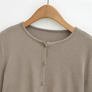 Damen lässige langarm knopfleiste strickjacke rundhals pullover top für den täglichen gebrauch
