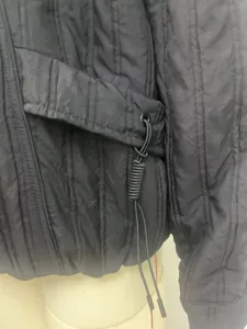 Black quilted cotton jacket detail women winter casual stand collar warm outerwear streetwear