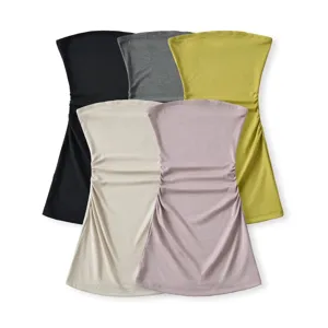 Women's strapless tube top slim fit solid color casual basic bandeau crop top summer