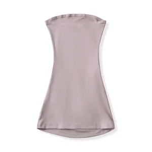 Elegant grey-purple strapless tube top, slim fit design, premium soft fabric, seamless look.