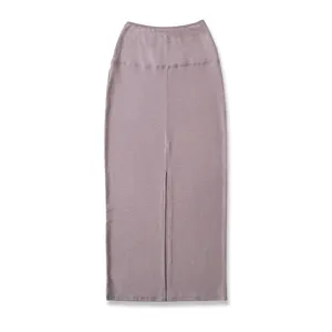 Korean style high waisted split midi skirt elegant slim fit knitted hip hugging skirt for women