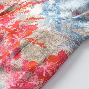 Elegant floral print fashion shawl fabric detail, premium smooth fabric for daily commute.