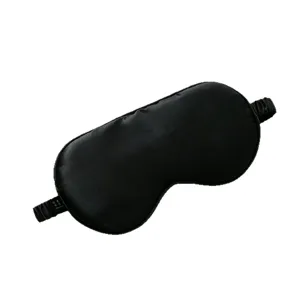 Pure silk sleep eye mask for comfortable night rest, blackout breathing design, black.