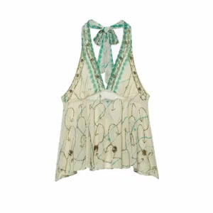 Women's Halter Neck Backless Top Summer Casual Sleeveless Tie-Dye Printed Sequin Embroidered Slim Fit Fashion Halter Top