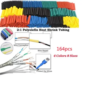 164pz guaina termorestringente 2:1 poliolefina, set tubi isolanti per cavi elettrici.