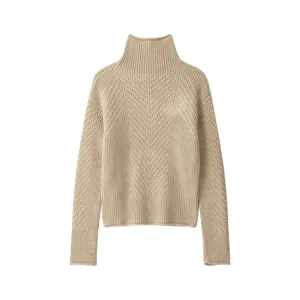 Damen Casual Halbhoher Kragen Reißverschluss Langarm Pullover Ein-farbig Slim Fit Strickpullover Pendler Oberteil