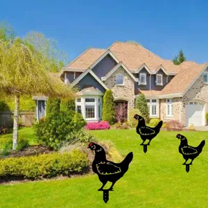 Acrylic Black Hen Garden Stake Set Pastoral Chicken Lawn Decor Outdoor Yard Art Ornament