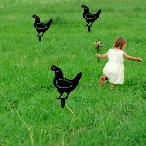 Acrylic chicken garden stakes black yard art decorative stakes for lawn outdoor decor