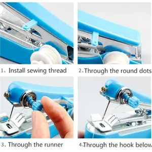Portable handheld sewing machine mini manual stitch tool for home travel quick repairs.