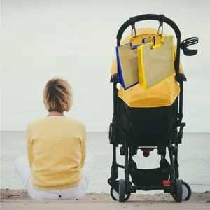 Stroller hooks for baby pram, universal hanging accessories with durable leather straps.