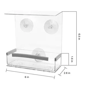 Clear acrylic window bird feeder with strong suction cups, perfect for wild birds outdoor viewing.