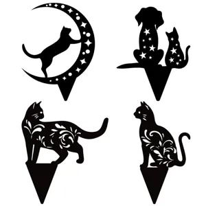 Acrylic Black Cat Yard Art Hollow Garden Stake Decorative Silhouette Lawn Ornament Outdoor Patio Yard Decor Gift