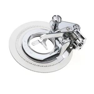 Close-up detail of the household sewing machine circular embroidery presser foot.