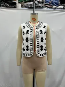 Cross-border fashion women's embroidered open cardigan vest, casual commute style, new design.