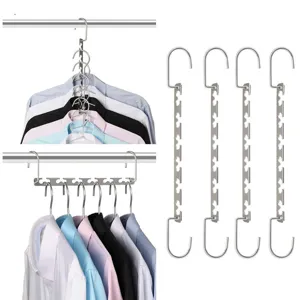 Multifunctionele Metalen Kledinghanger Opvouwbare Ruimtebesparende Droogrek Heavy Duty RVS Organizer Voor Thuis Hotel