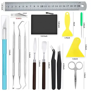 Ensemble d'outils de échenillage en vinyle de 26 pièces avec couteau, spatules et trousse.
