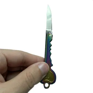 Stainless steel mini key knife, portable outdoor EDC pocket keychain knife tool.