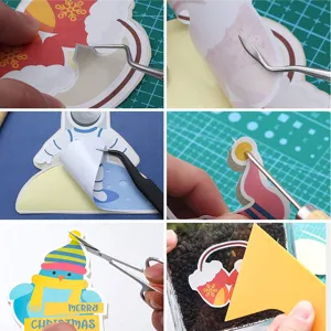 DIY vinyl weeding tool set detail showing precision craft hooks, tweezers, and scrapers in action.